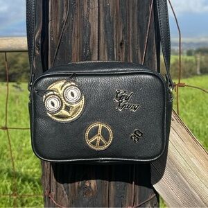 Express Y2K 90s Grunge Owl Peace 80s Black Crossbody Bag Small